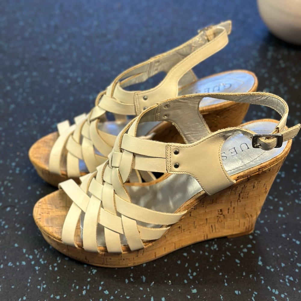 Guess white Wedge Sandals- 6